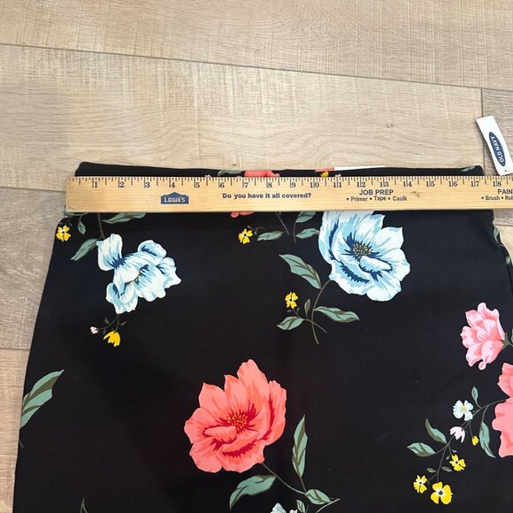 Floral Print Black Knee-Length Skirt Large Old Navy Polyester & Spandex Womens N - Picture 4 of 8